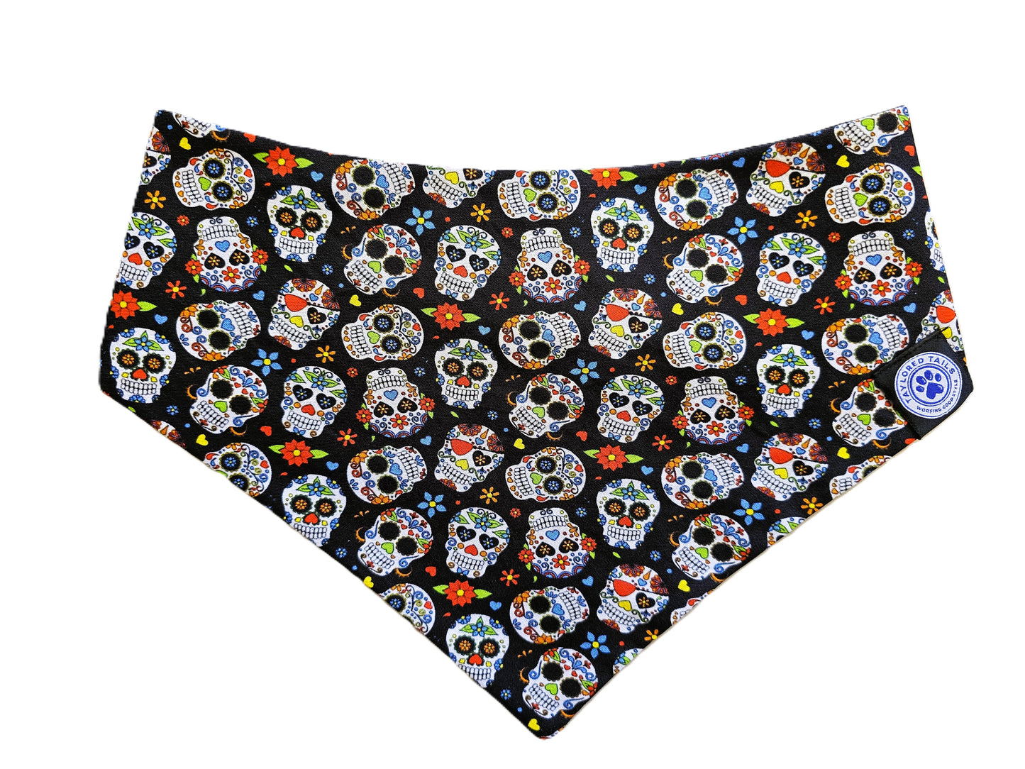 Sugar Skulls on Black Dog Bandana