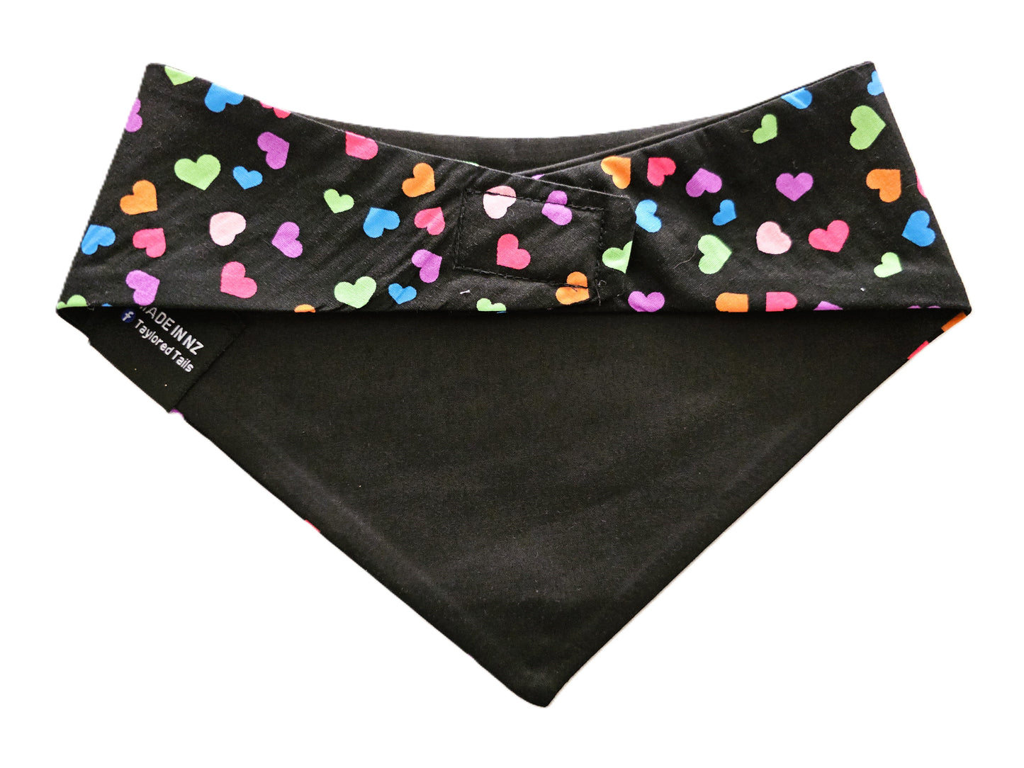 Bright Hearts Dog Bandana on Black Background