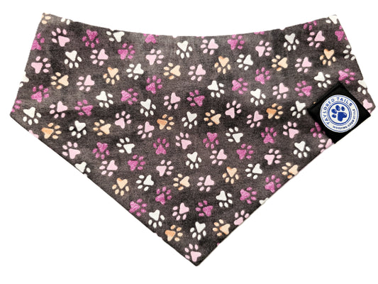 Paw Prints on Grey Dog Bandana