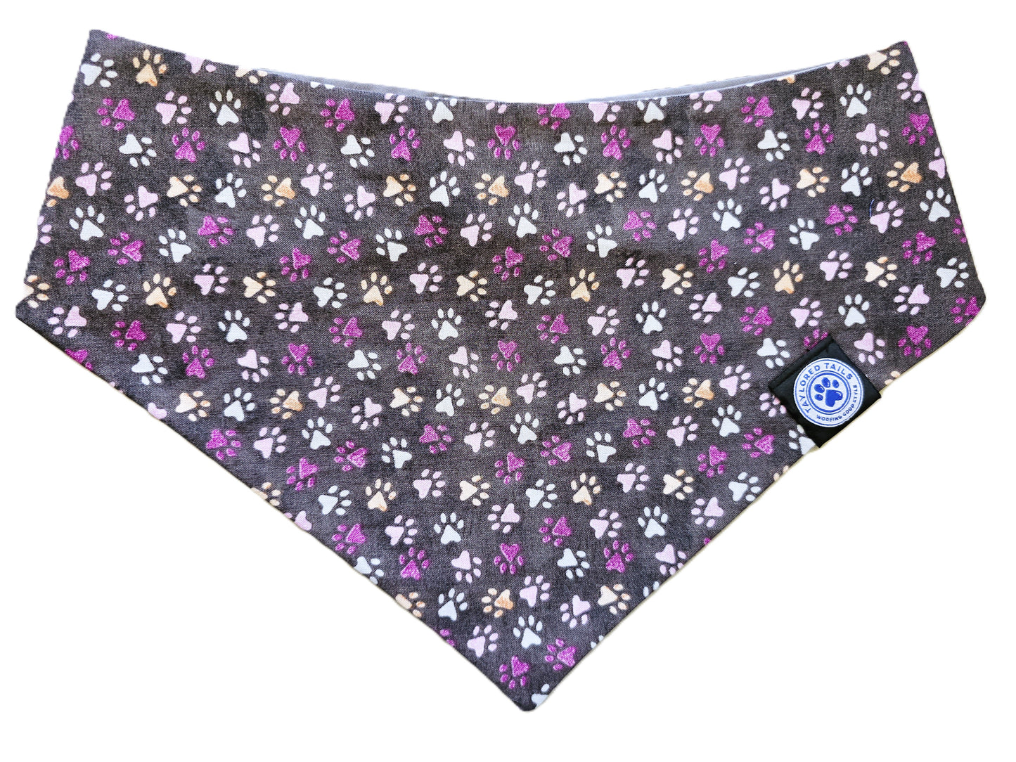 Paw Prints on Grey Dog Bandana