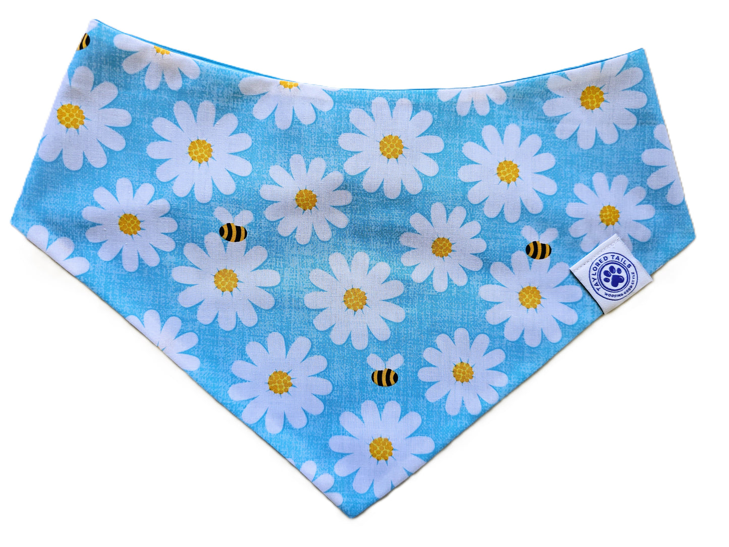 Daisy and Bee on Blue Background Dog Bandana