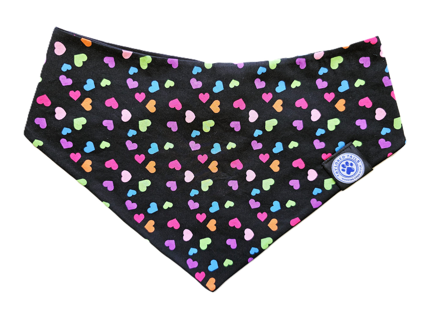 Bright Hearts Dog Bandana on Black Background