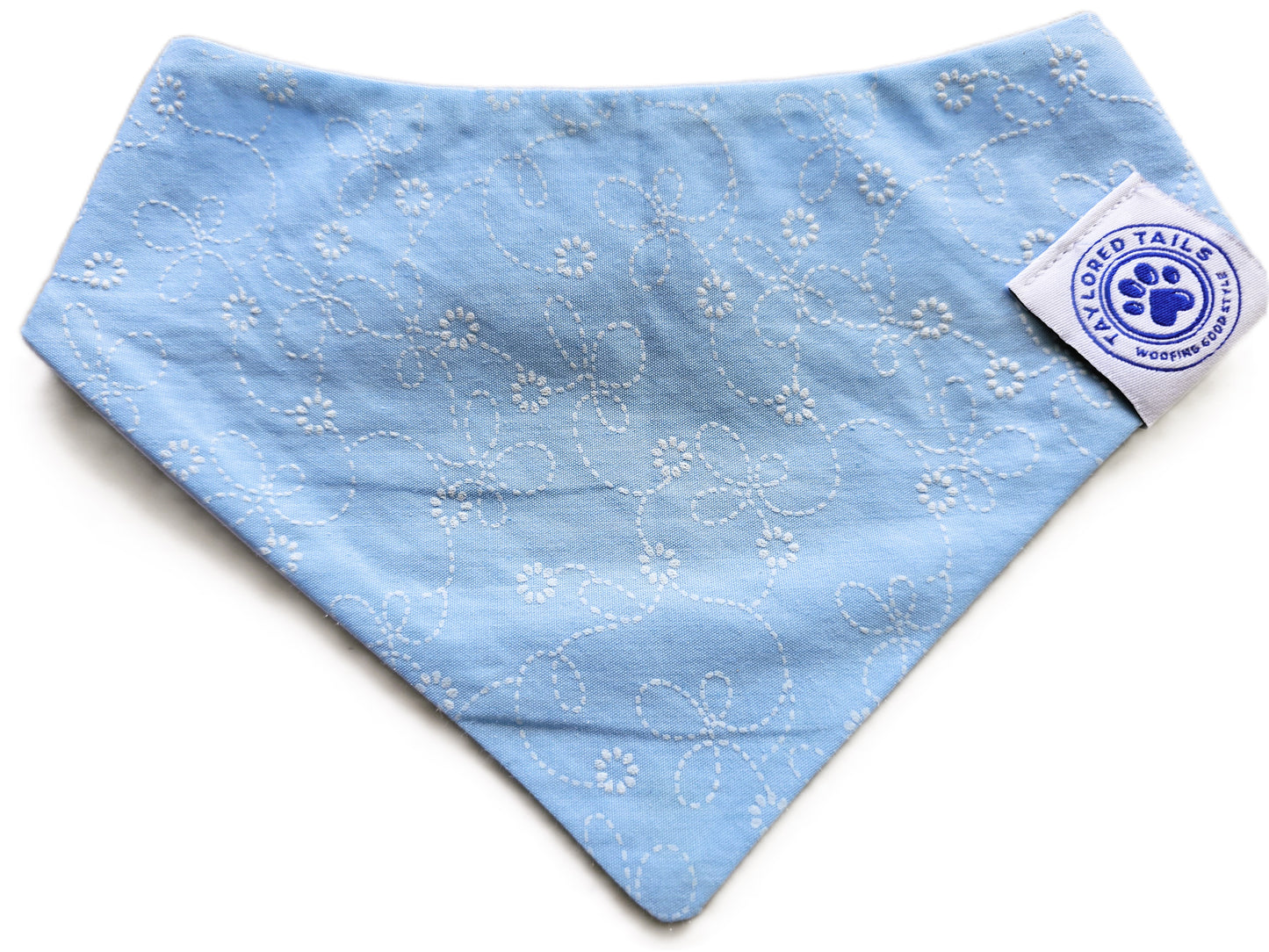 Blue Broderie Anglaise Dog Bandana