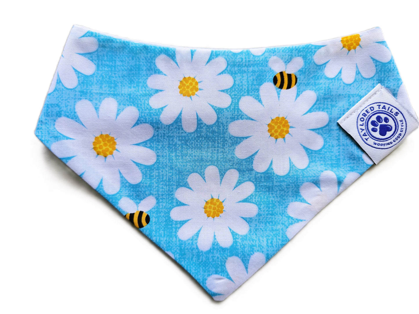 Daisy and Bee on Blue Background Dog Bandana