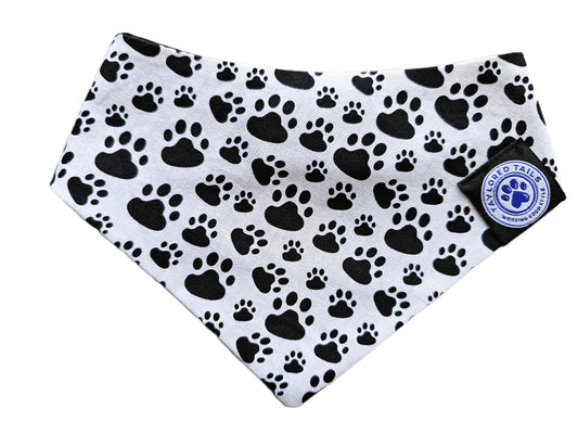 Black and White Paws Dog Bandana