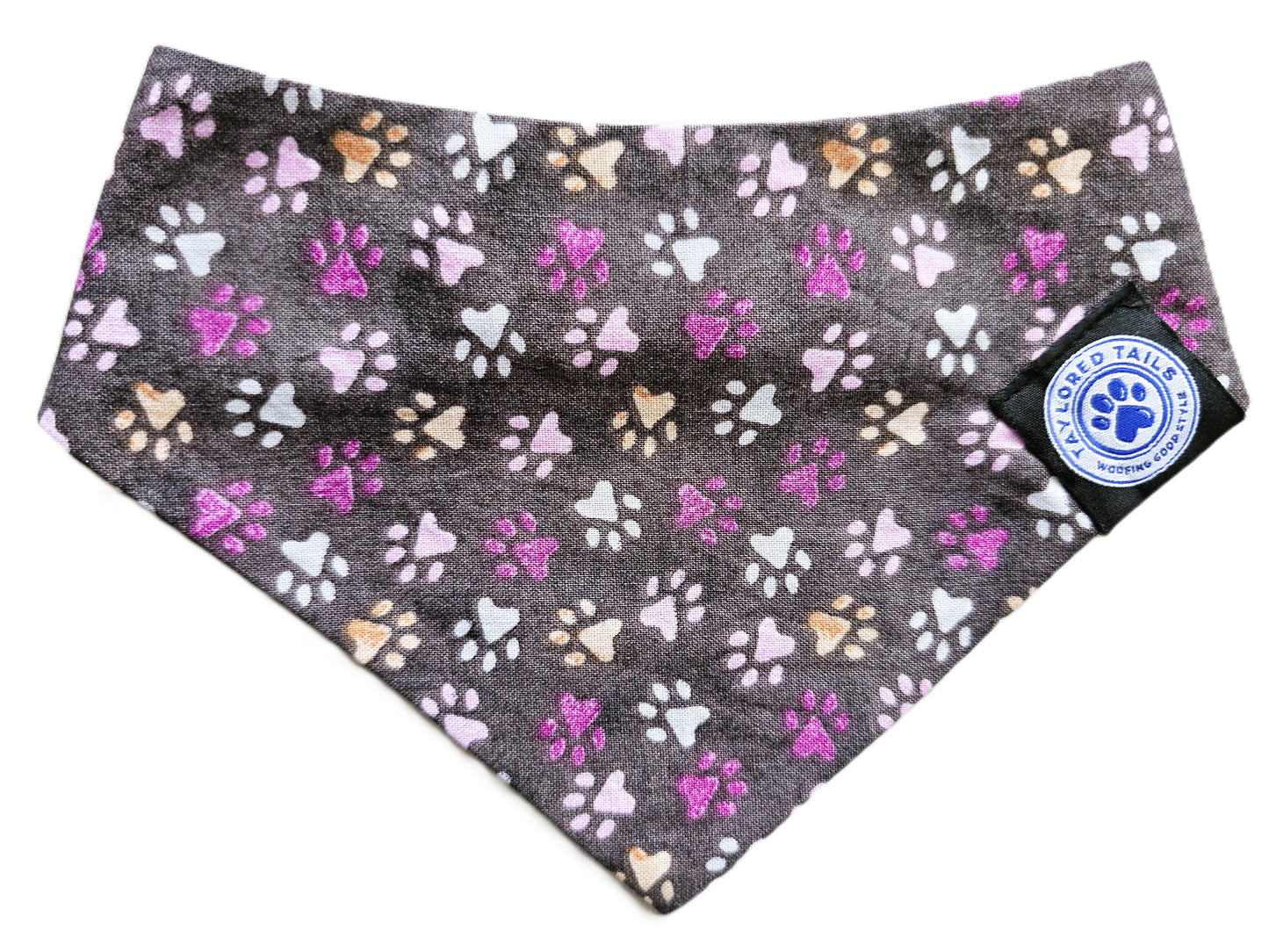 Paw Prints on Grey Dog Bandana