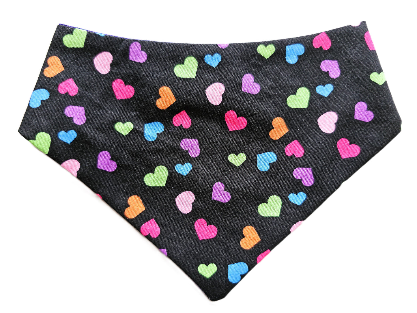 Bright Hearts Dog Bandana on Black Background