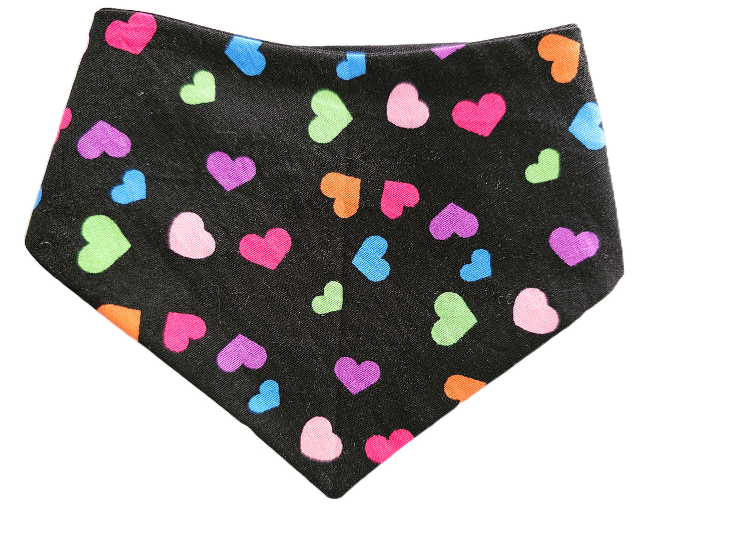 Bright Hearts Dog Bandana on Black Background