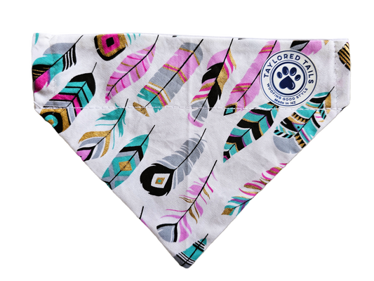 Boho Feathers Over the Collar Dog Bandana