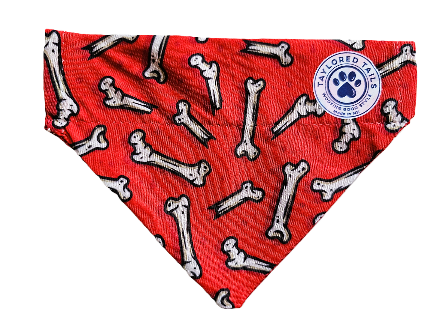 Bones on Red Over the Collar Dog Bandana