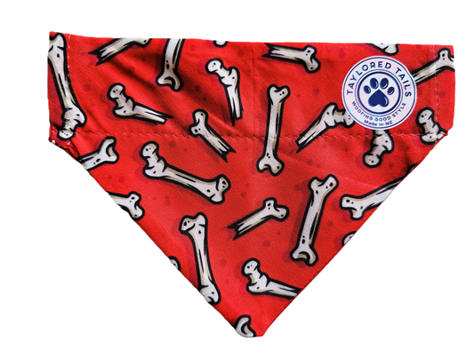 Bones on Red Over the Collar Dog Bandana