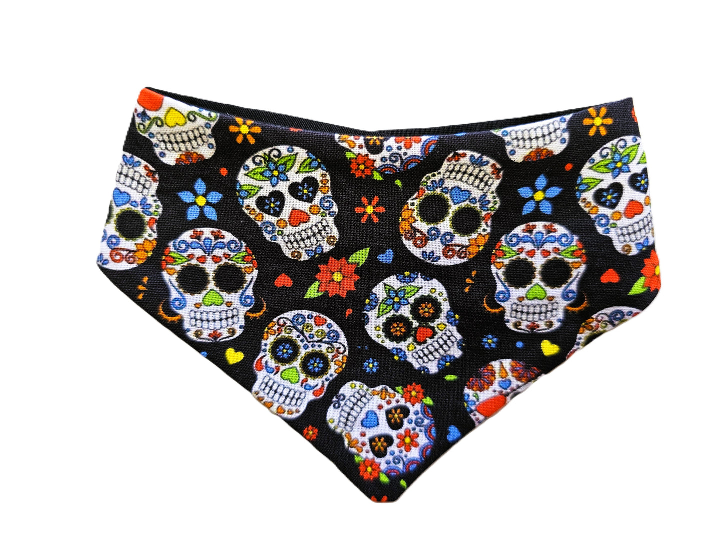 Sugar Skulls on Black Dog Bandana