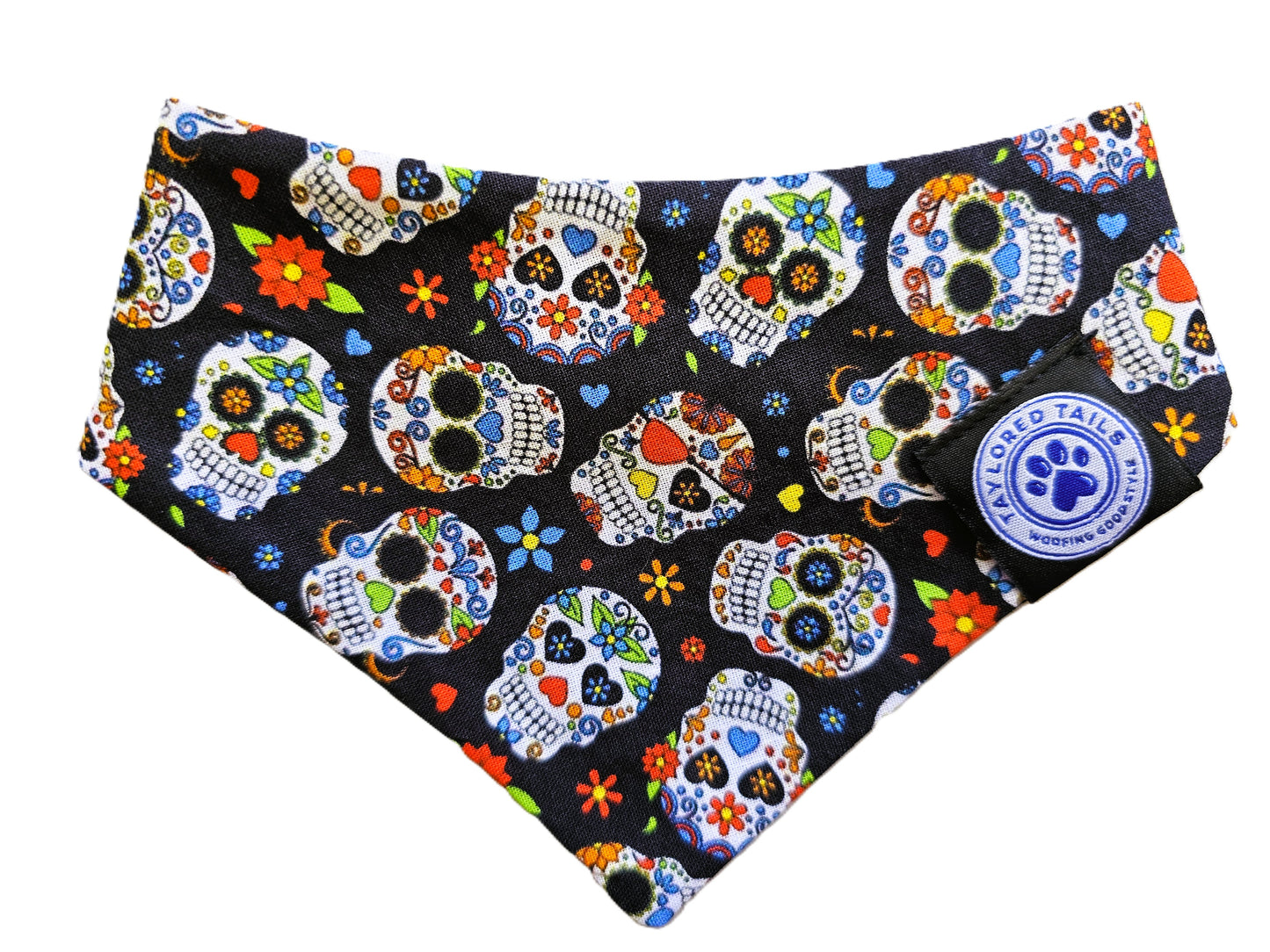 Sugar Skulls on Black Dog Bandana
