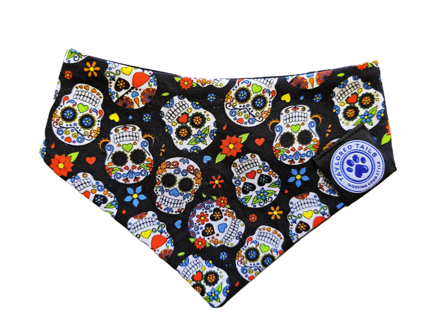Sugar Skulls on Black Dog Bandana