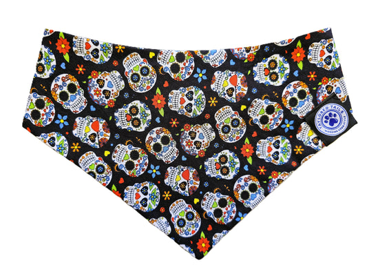 Sugar Skulls on Black Dog Bandana