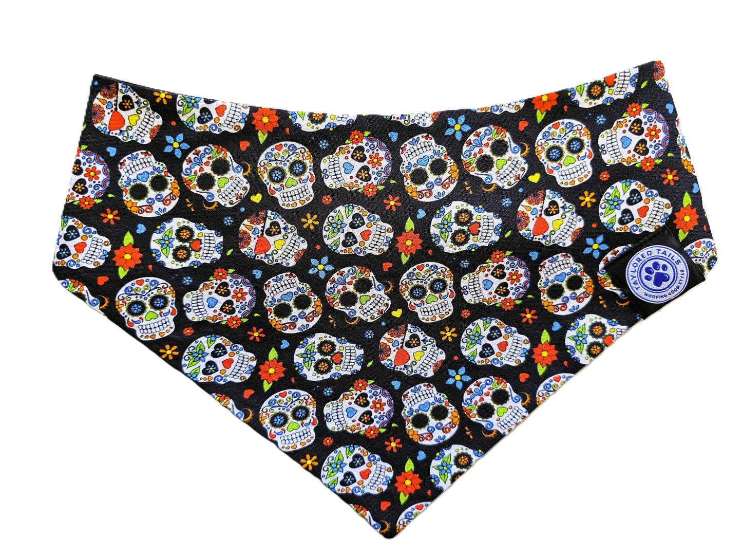 Sugar Skulls on Black Dog Bandana