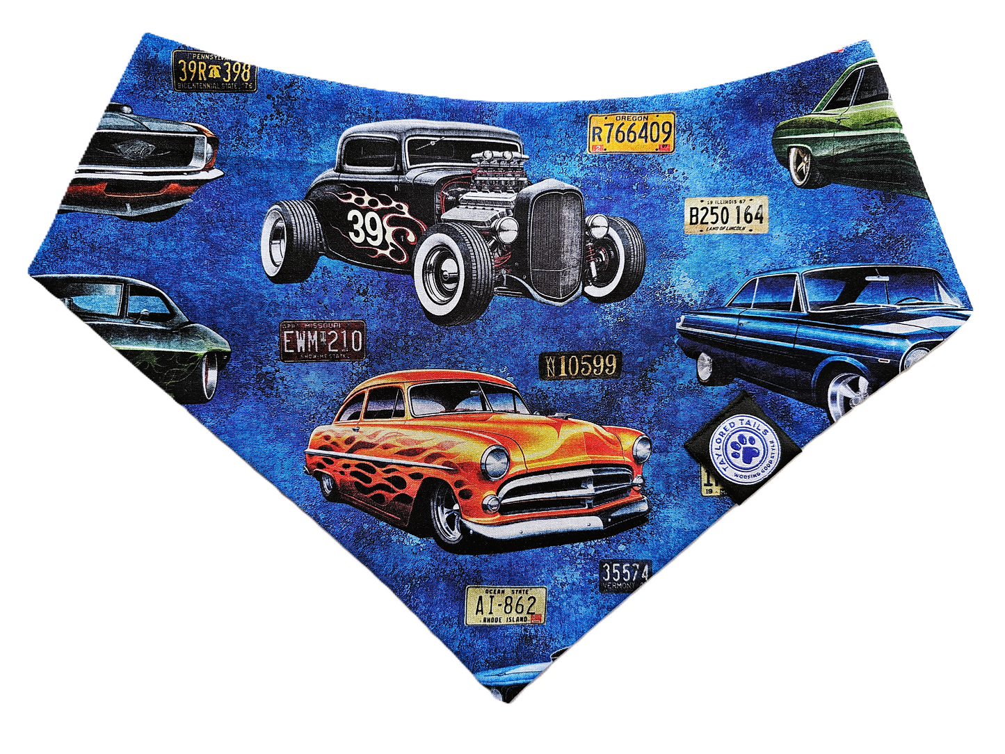 Wicked Hot Rods on Blue Dog Bandana