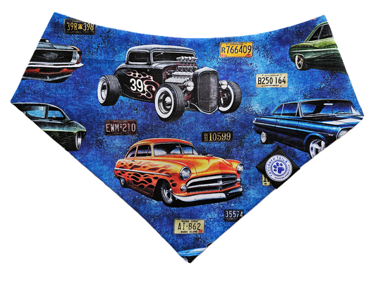 Wicked Hot Rods on Blue Dog Bandana
