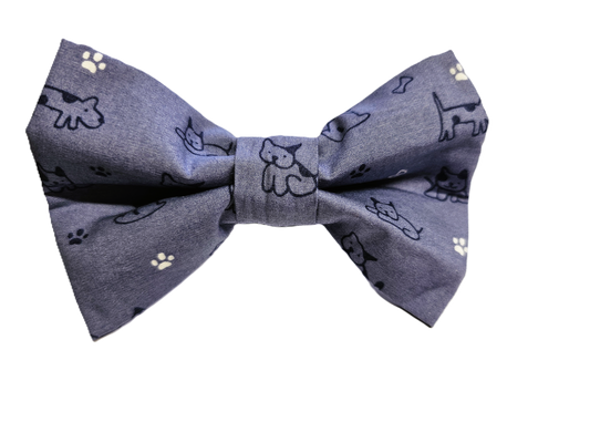 Chambray Dogs Bow
