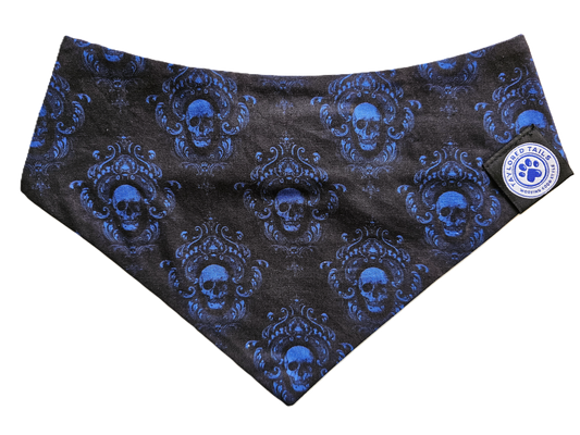 Blue Fleur-de-lis Skull Pet Bandana