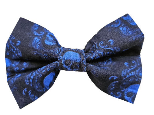 Blue Skull Fleur-de-lis Bow