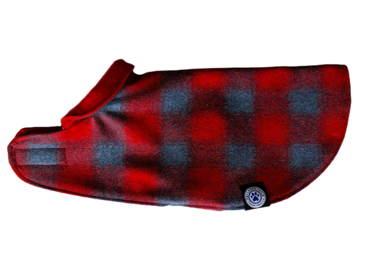 Red & Grey Check Dog Coat