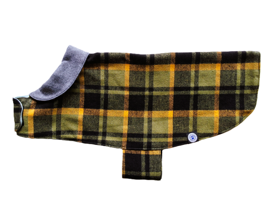 Green, Black & Yellow Check Dog Coat