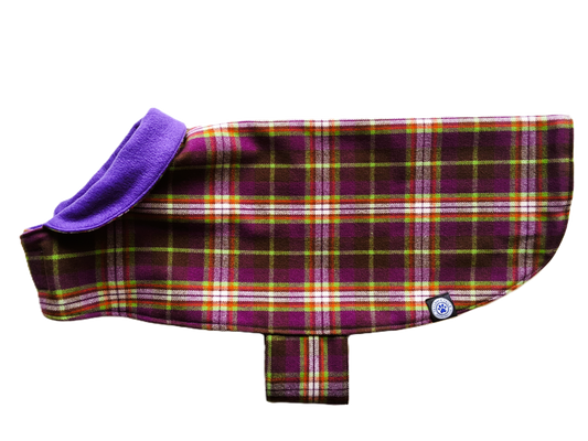 Purple Check Dog Coat