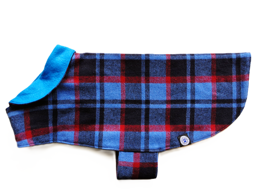 Bright Blue Check Dog Coat
