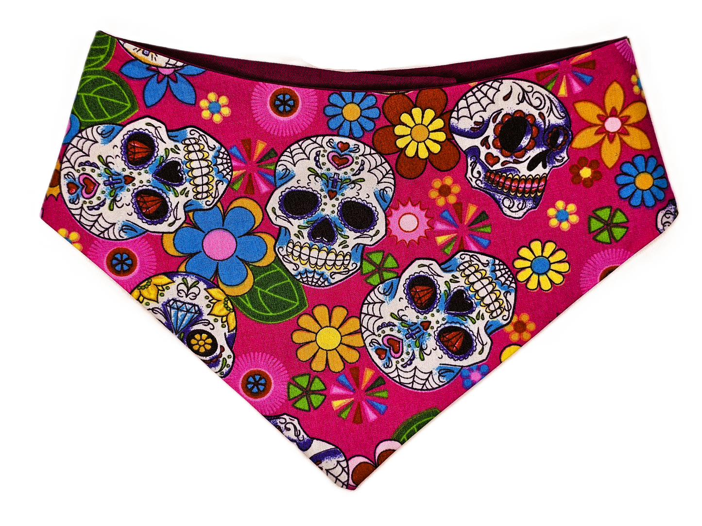 Pink Sugar Skulls Dog Bandana