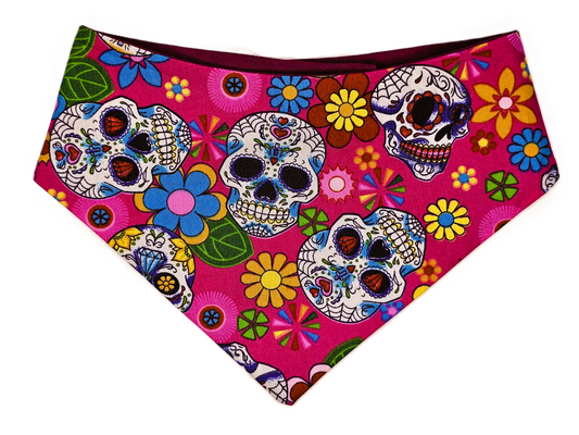 Pink Sugar Skulls Dog Bandana