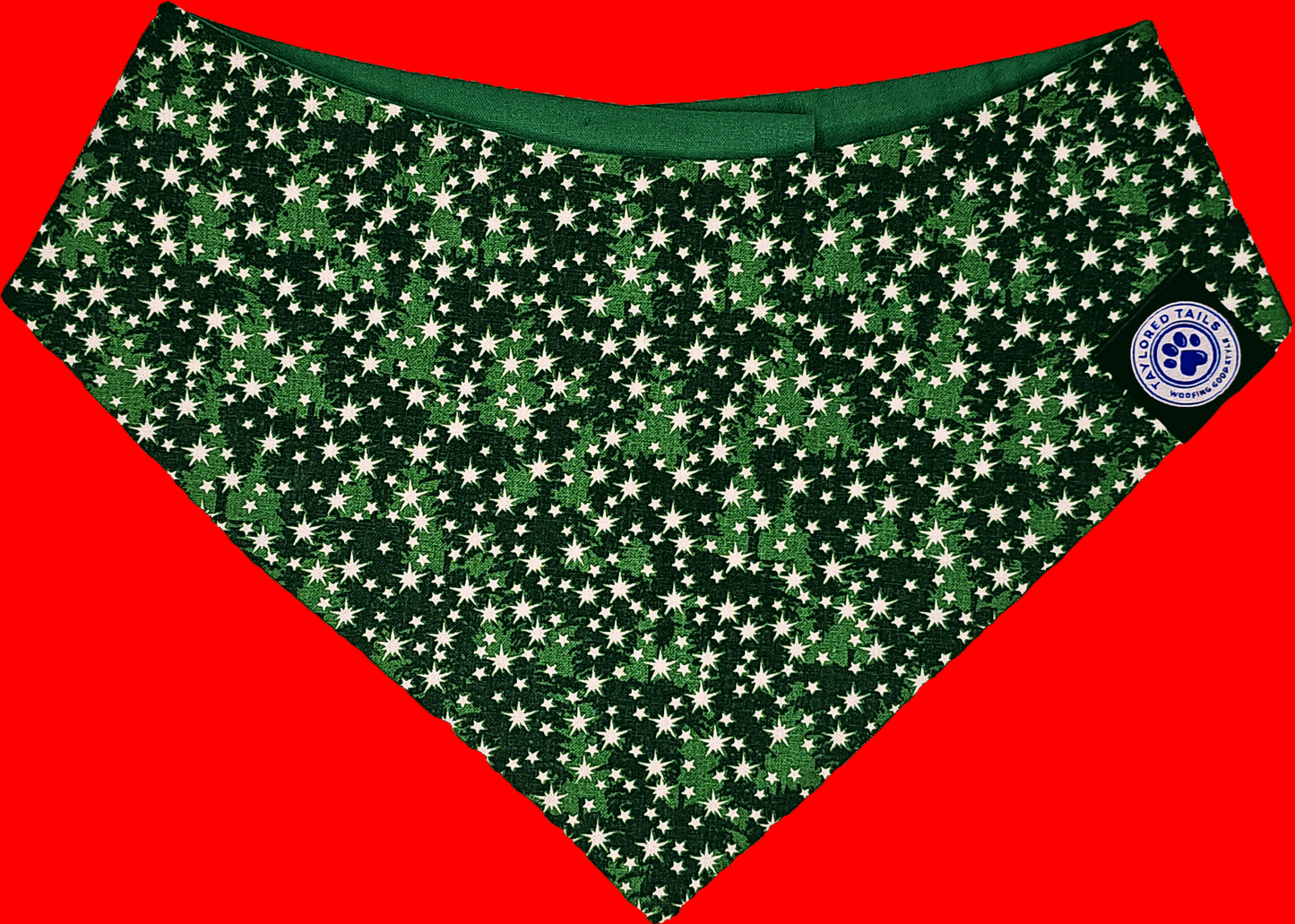Green Stars Xmas Dog Bandana