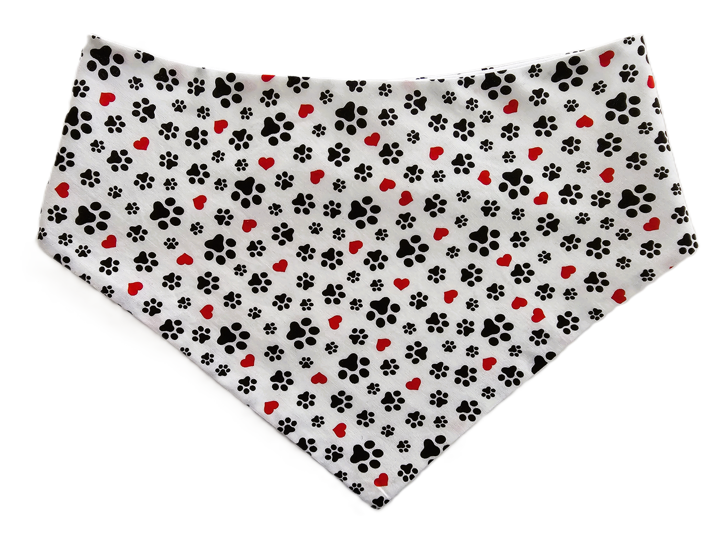 🐾❤️ Cute Paw Prints & Red Hearts Dog Bandana ❤️🐾