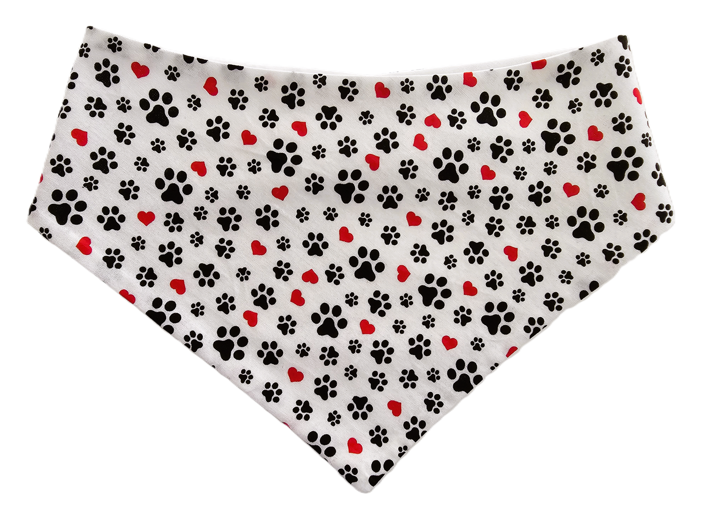 🐾❤️ Cute Paw Prints & Red Hearts Dog Bandana ❤️🐾
