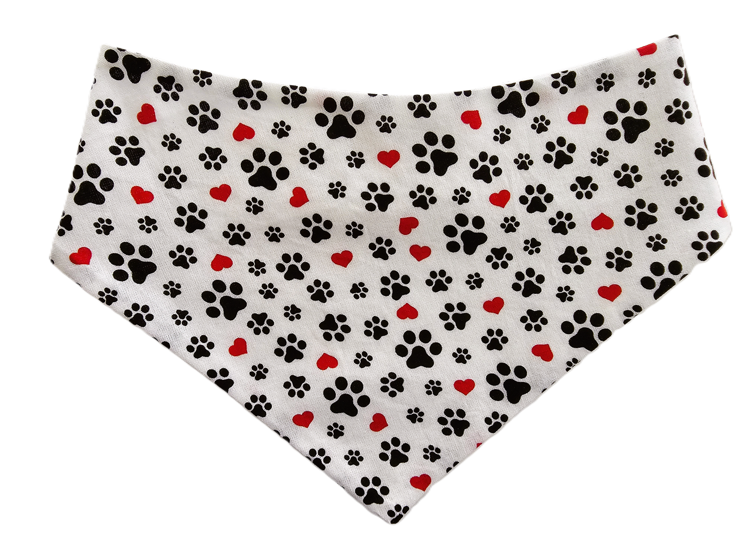 🐾❤️ Cute Paw Prints & Red Hearts Dog Bandana ❤️🐾