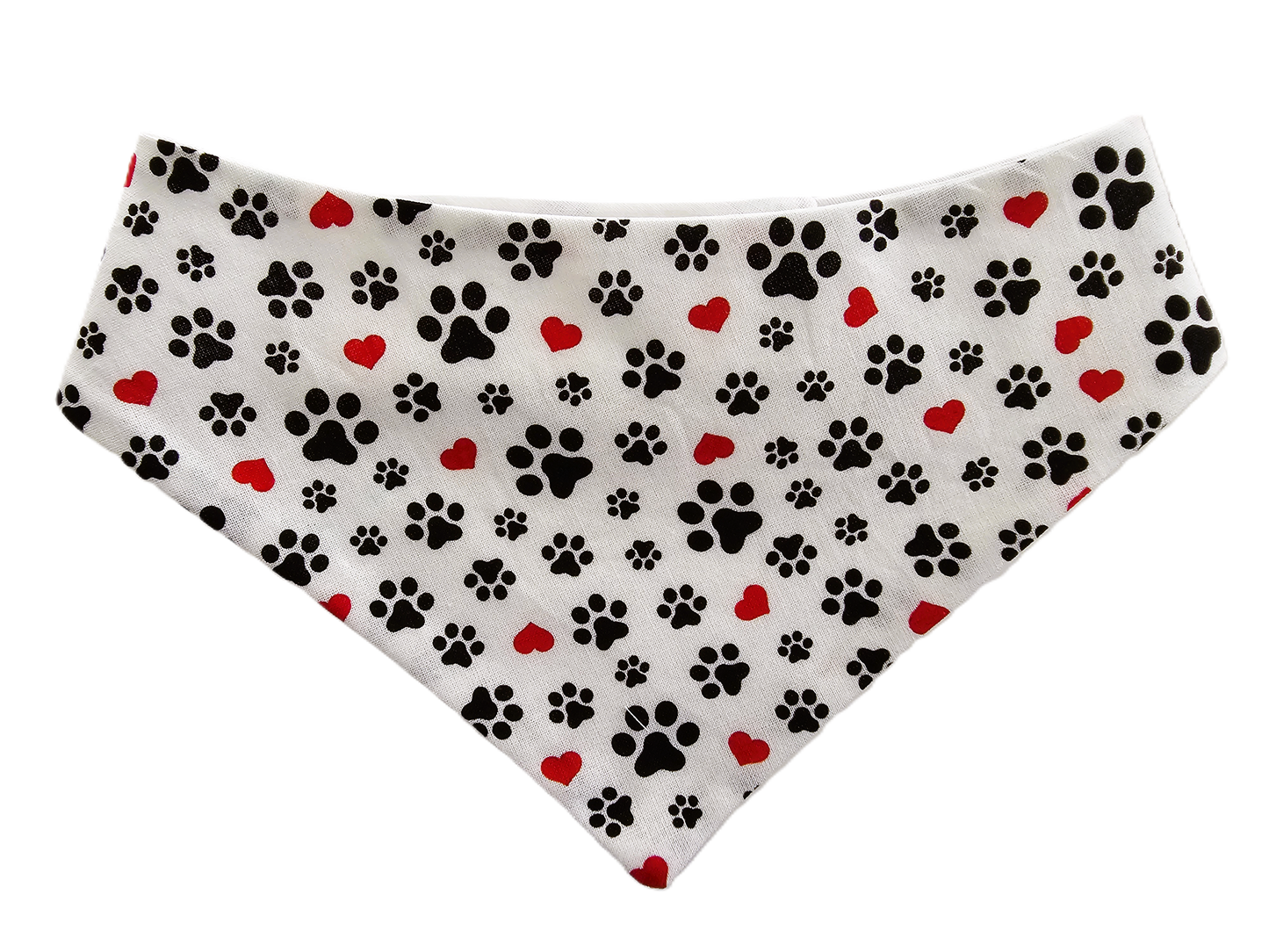 🐾❤️ Cute Paw Prints & Red Hearts Dog Bandana ❤️🐾