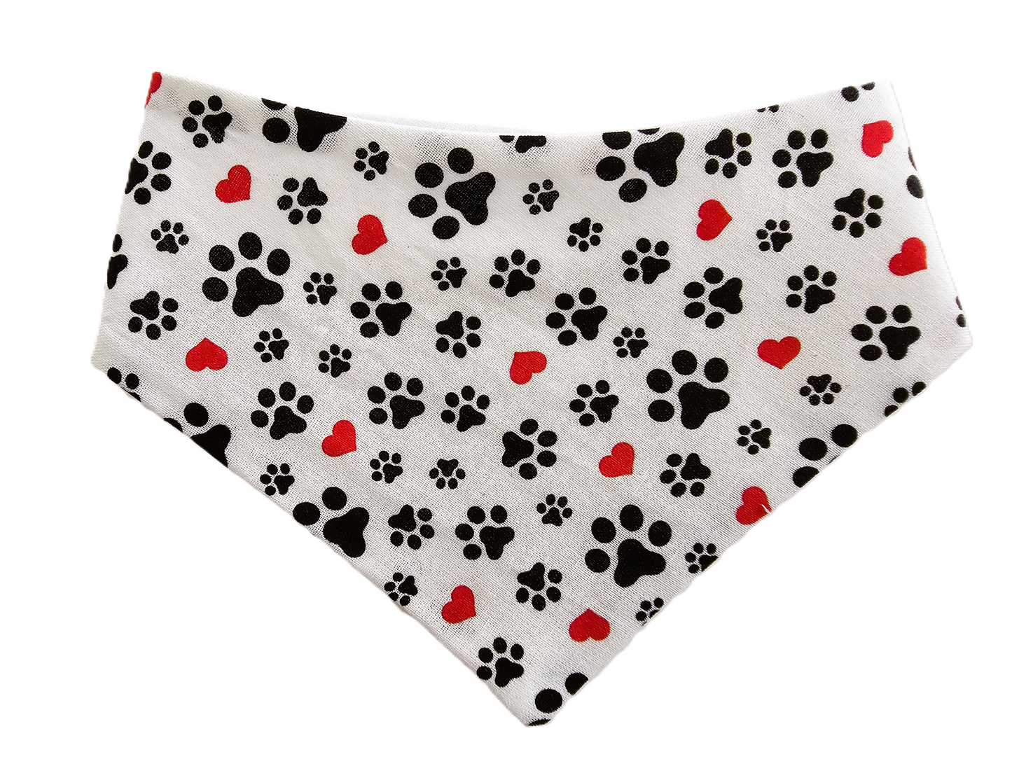 🐾❤️ Cute Paw Prints & Red Hearts Dog Bandana ❤️🐾