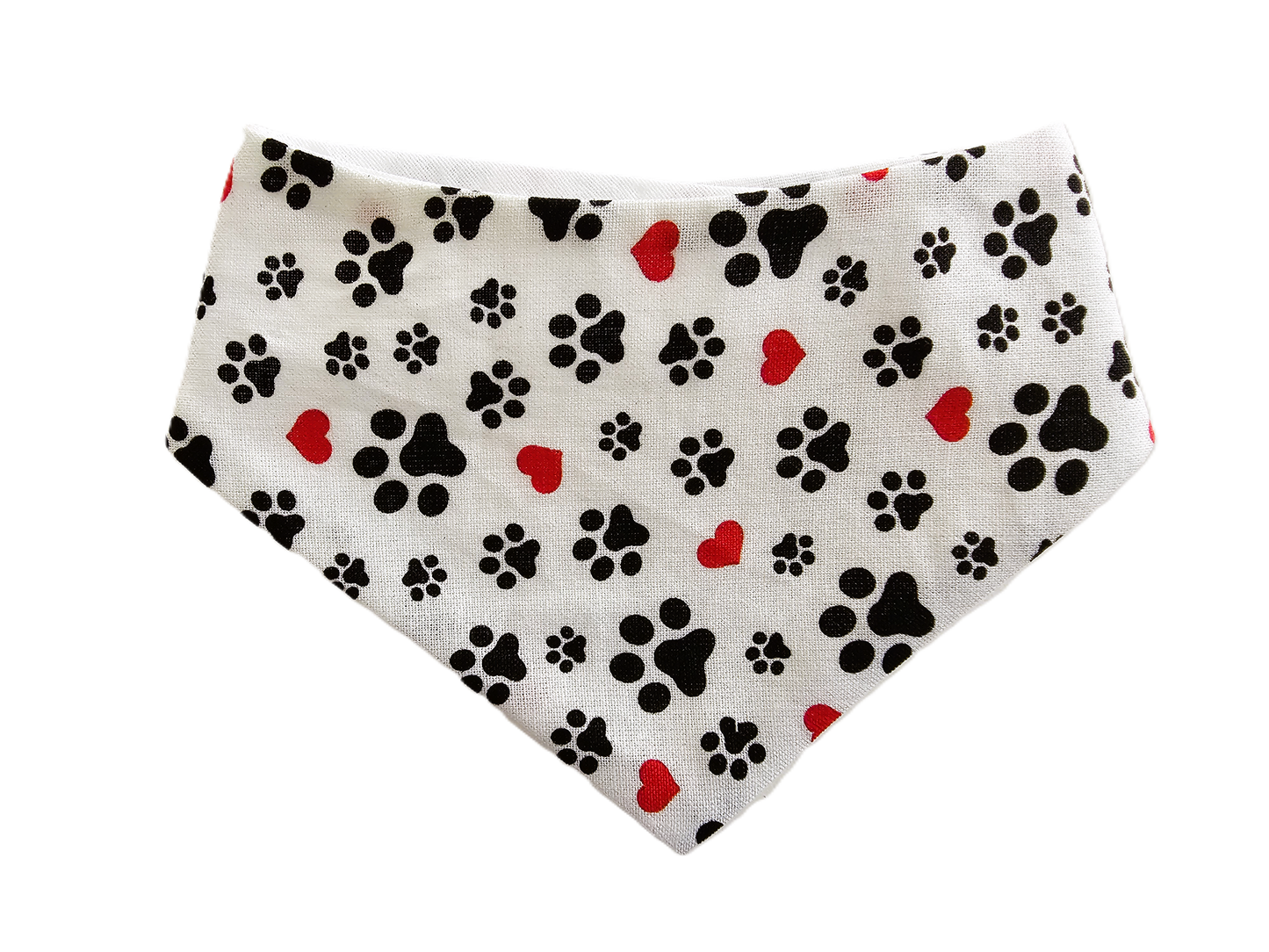 🐾❤️ Cute Paw Prints & Red Hearts Dog Bandana ❤️🐾