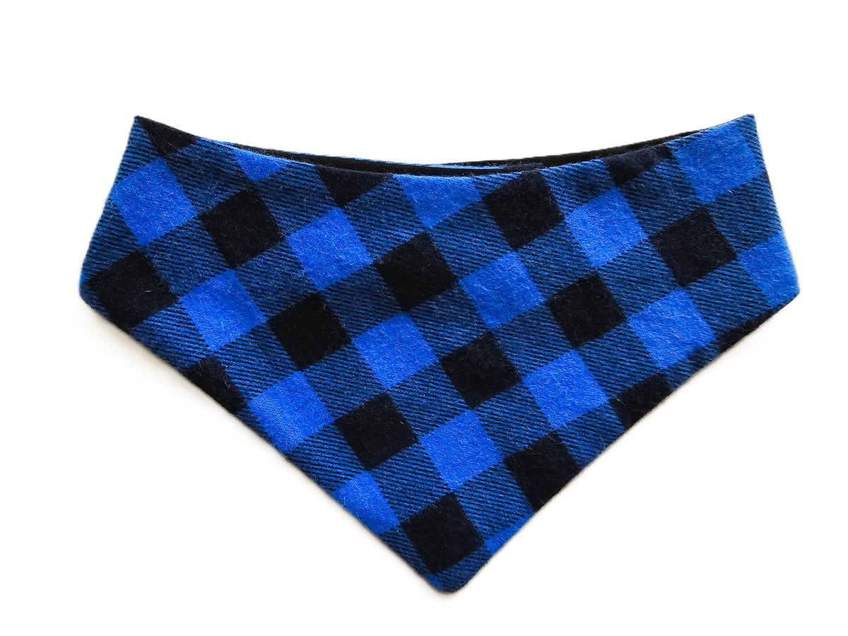💙🐾 Blue Check Flannel Dog Bandana 🐾💙
