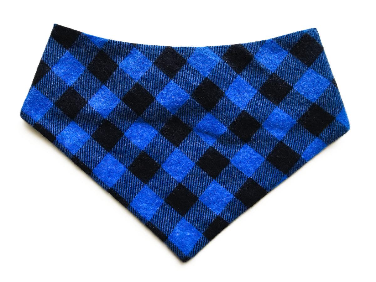 💙🐾 Blue Check Flannel Dog Bandana 🐾💙