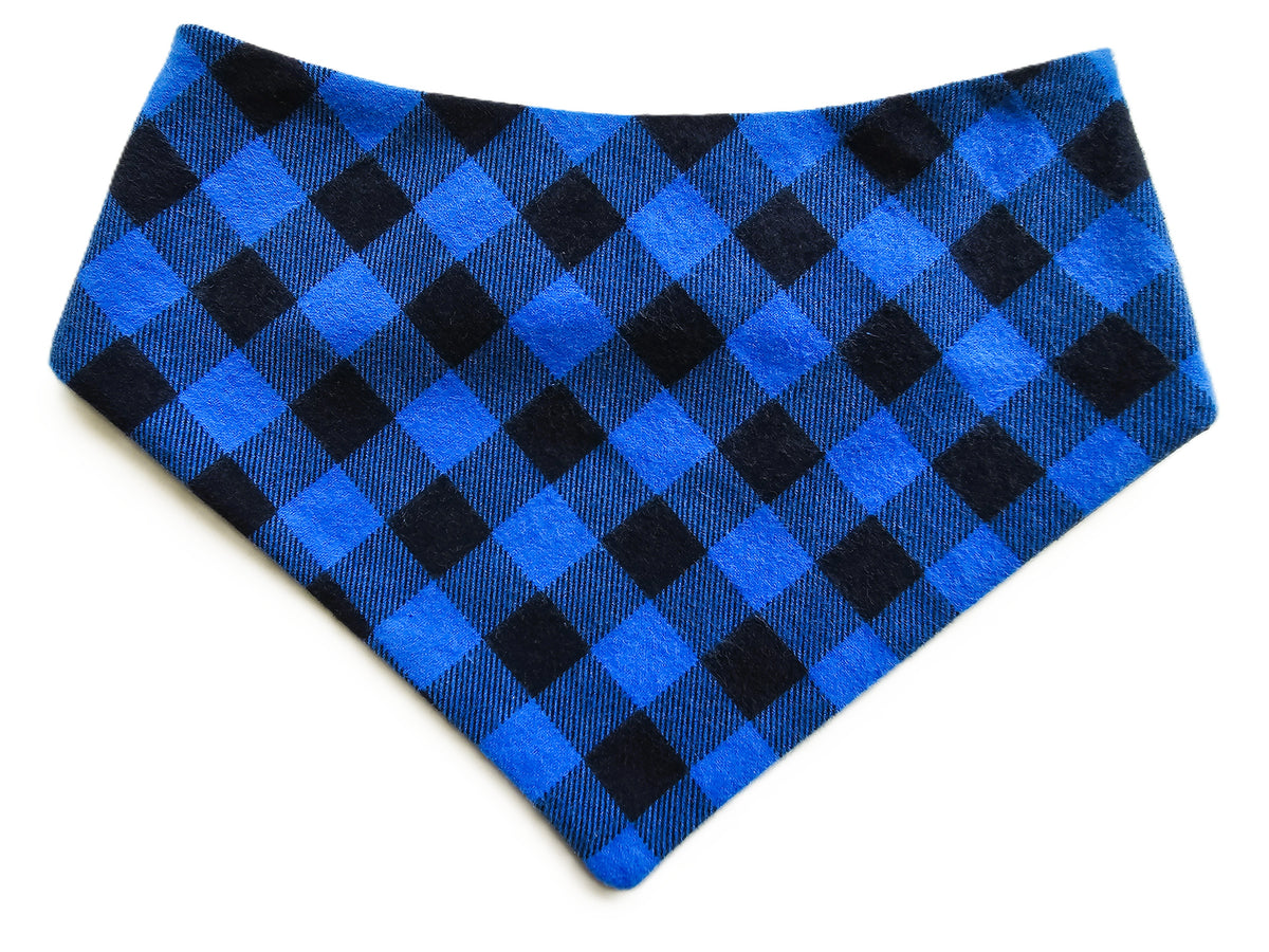 💙🐾 Blue Check Flannel Dog Bandana 🐾💙