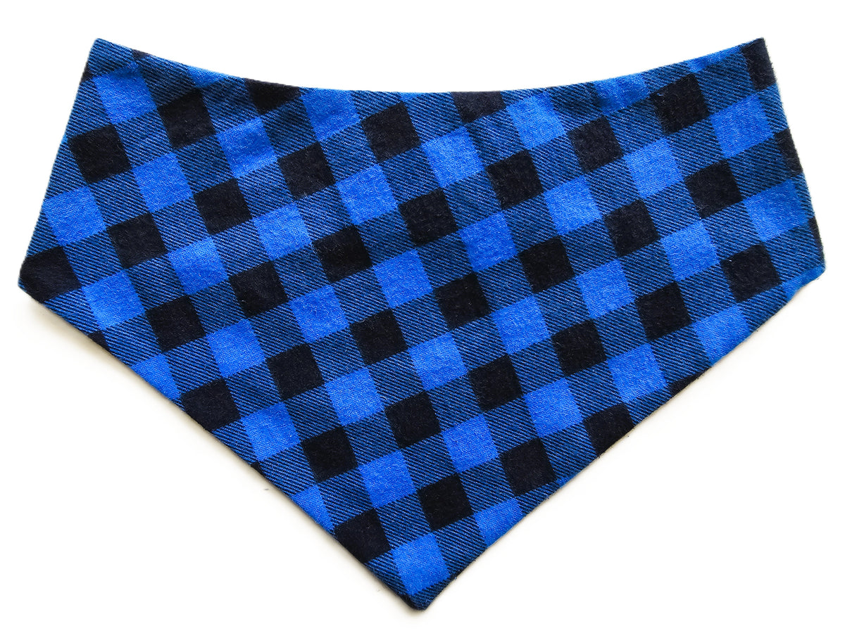 💙🐾 Blue Check Flannel Dog Bandana 🐾💙