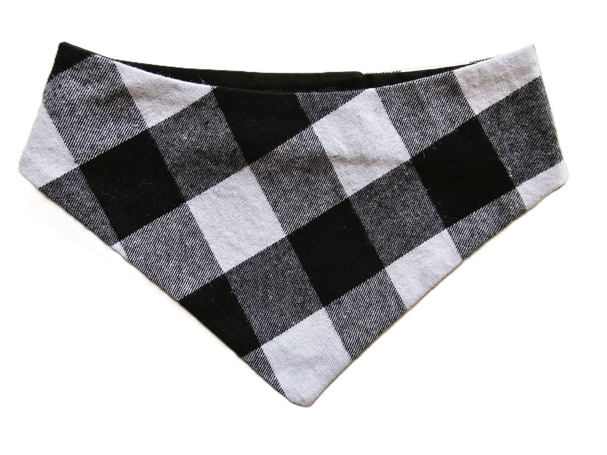 🖤🤍 Black & White Check Flannel Dog Bandana 🐾
