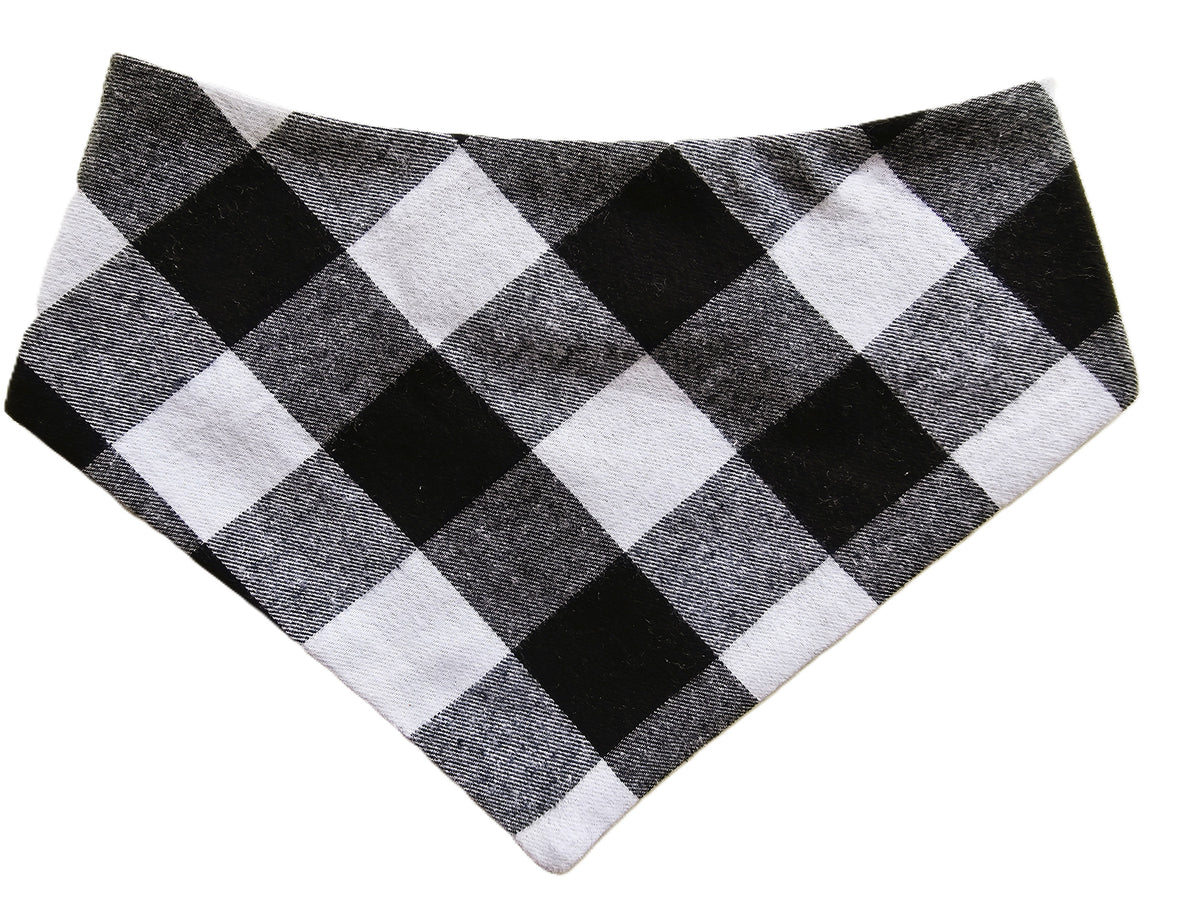 🖤🤍 Black & White Check Flannel Dog Bandana 🐾