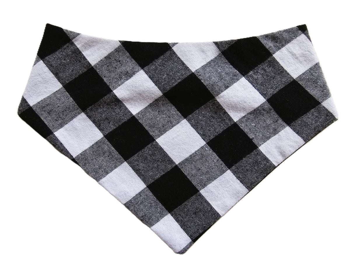 🖤🤍 Black & White Check Flannel Dog Bandana 🐾