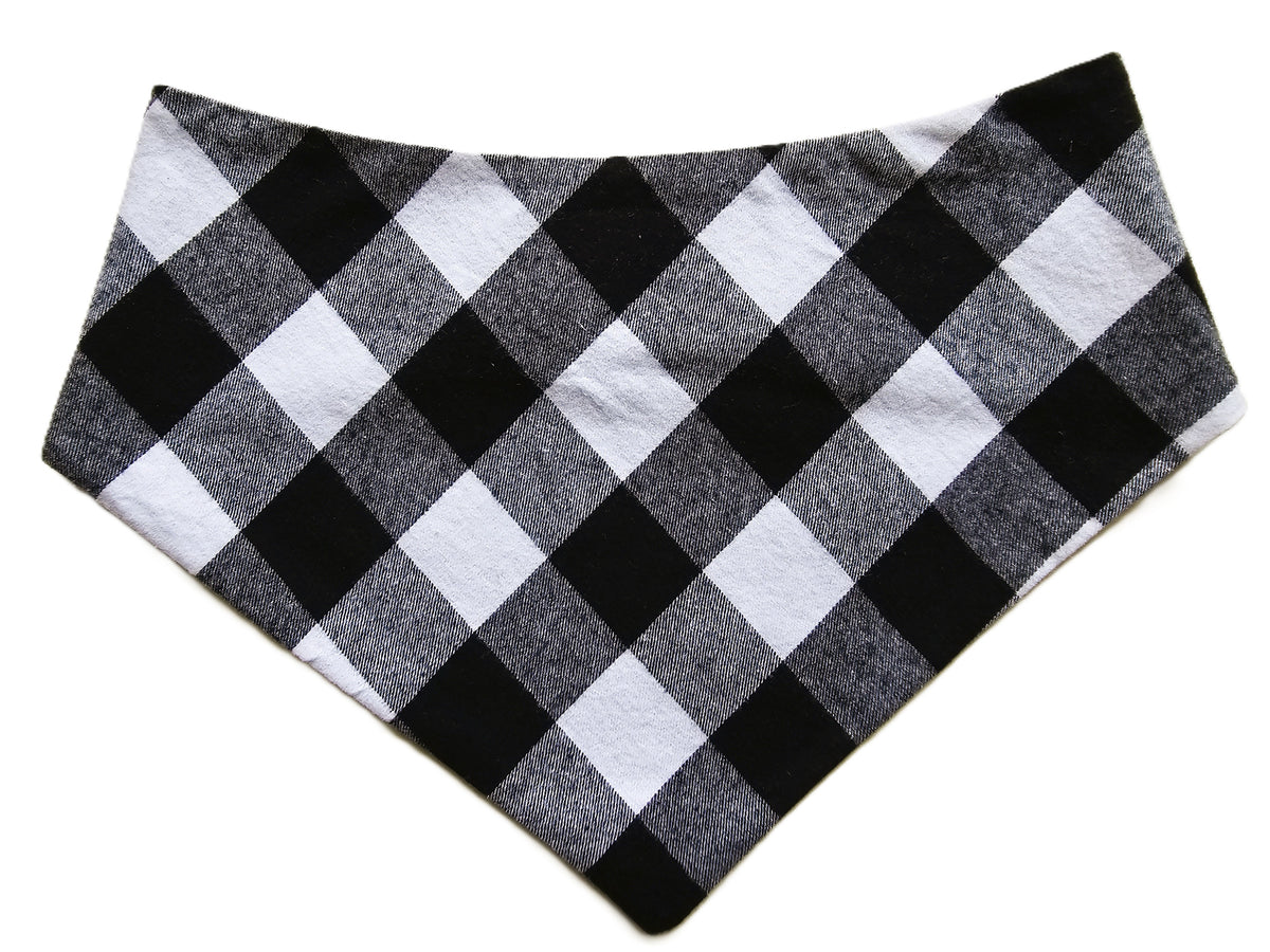 🖤🤍 Black & White Check Flannel Dog Bandana 🐾