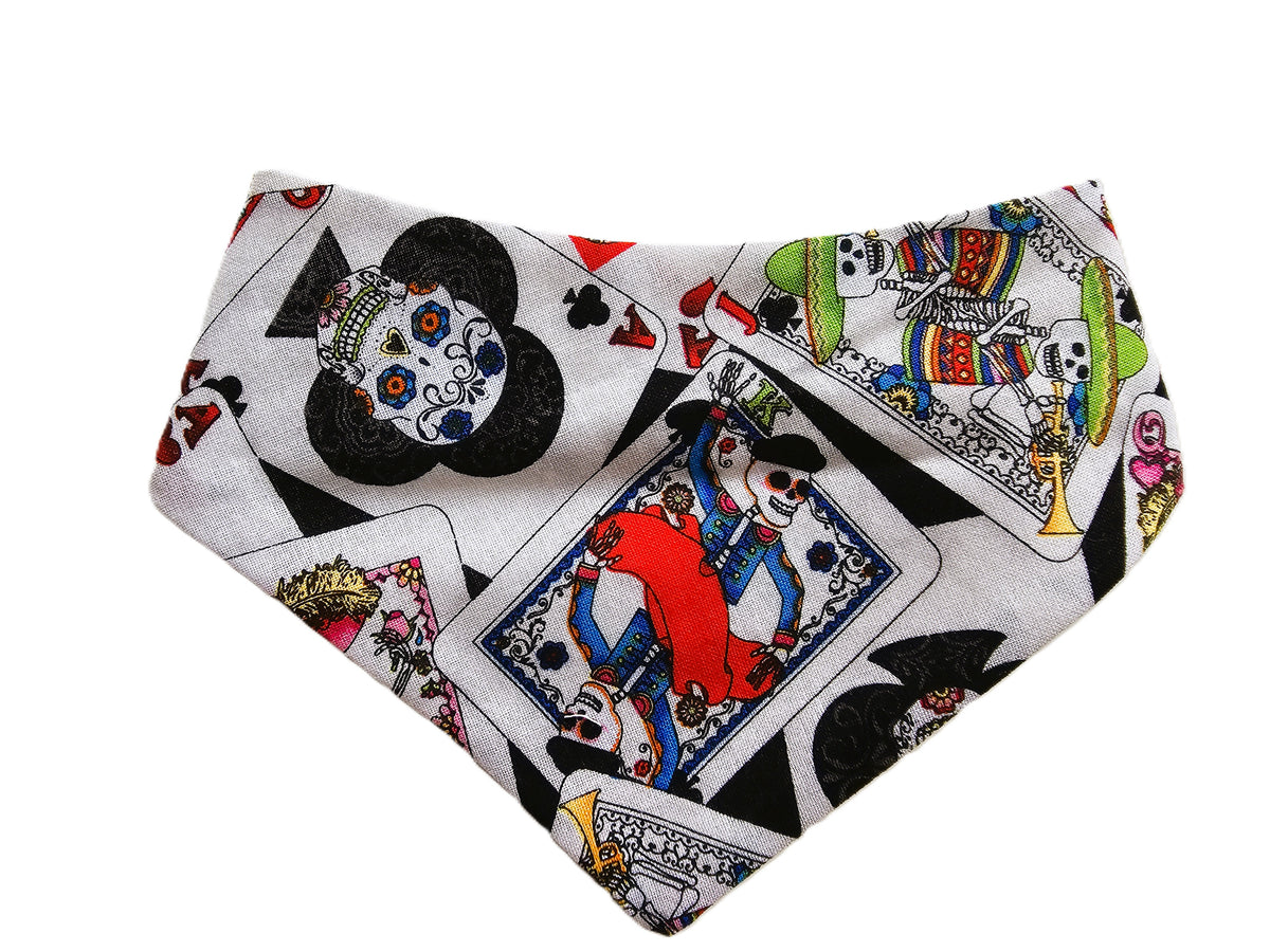 💀🌺 Mexican Sugar Skull Cards Dog Bandana – Limited Edition 🌺💀