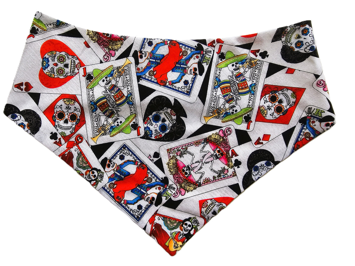 💀🌺 Mexican Sugar Skull Cards Dog Bandana – Limited Edition 🌺💀