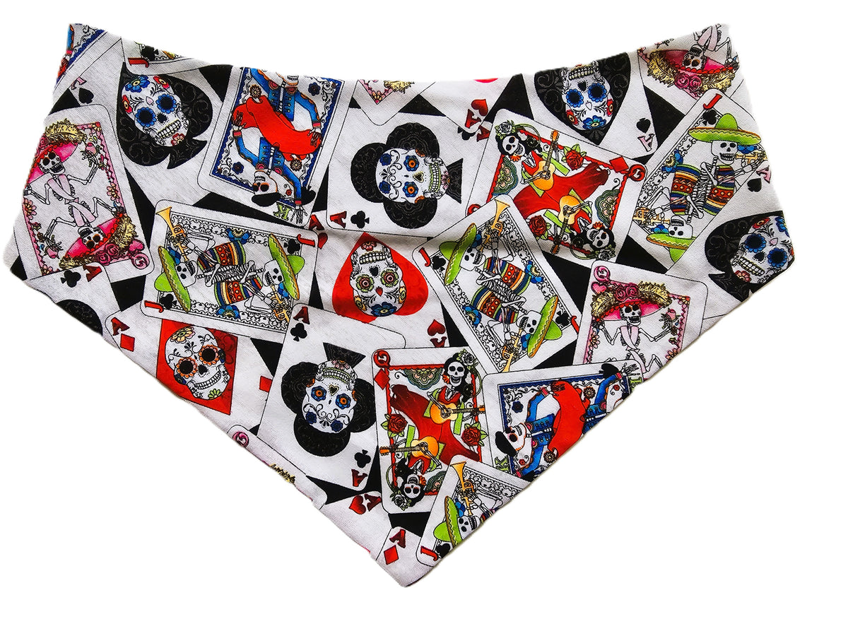 💀🌺 Mexican Sugar Skull Cards Dog Bandana – Limited Edition 🌺💀