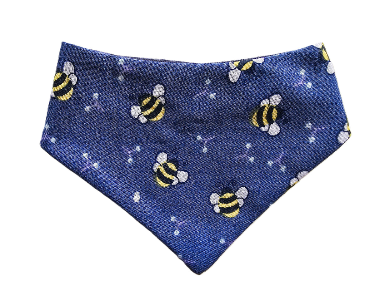 Bees on Blue Dog Bandana 🐝💙